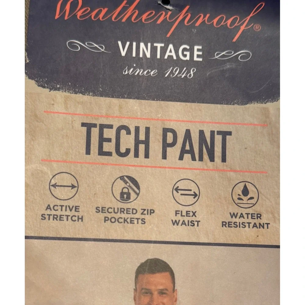 NWT Weatherproof Vintage Mens Tech Pant Tan 40x32 Straight Fit Water Resistant